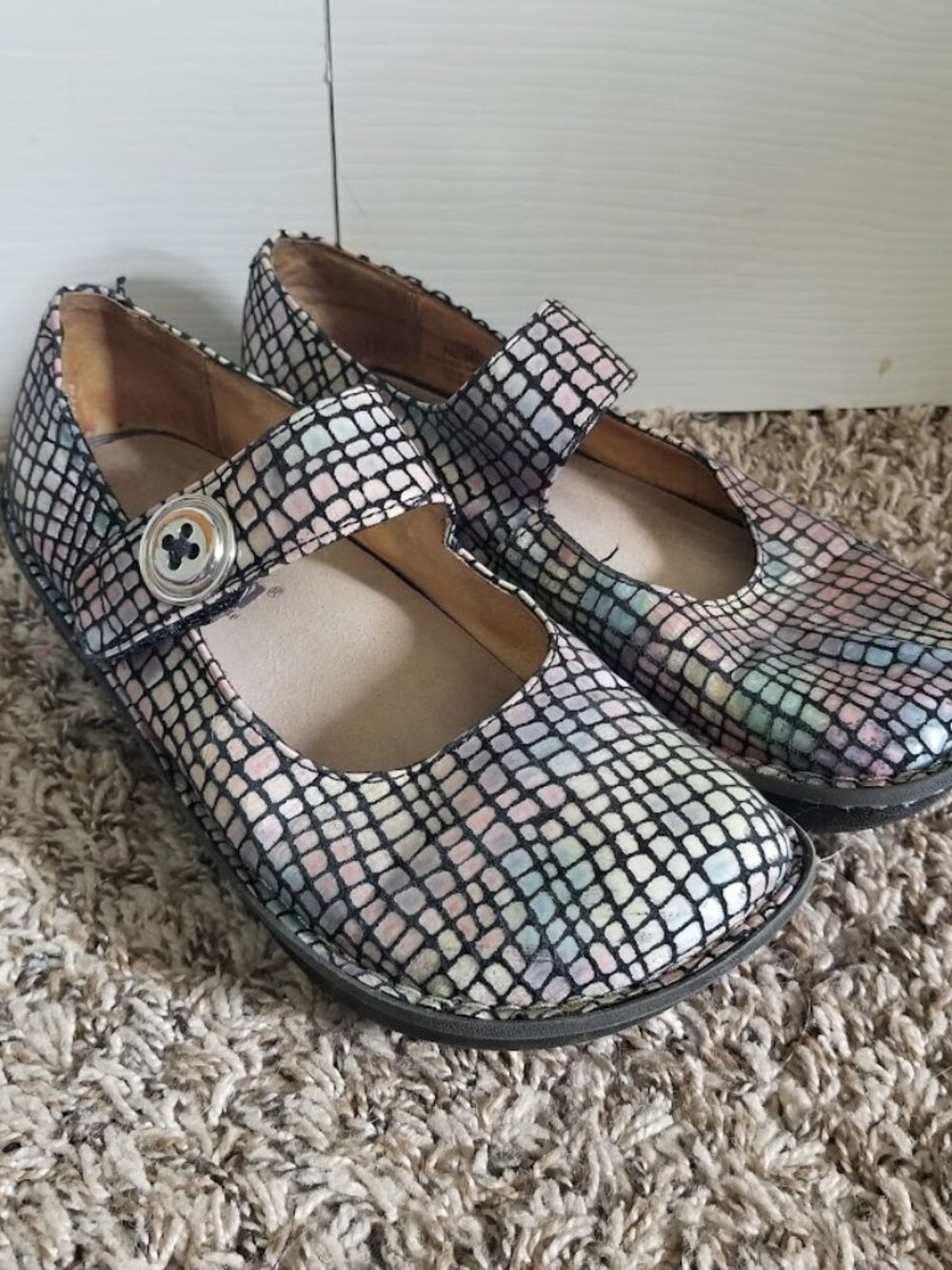 Alegria Women's Shoes 6.5/37 Iridescent Leather Mary Jane Comfort Paloma Nurse